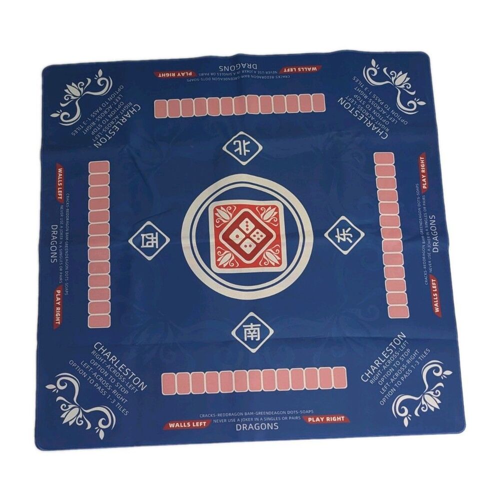Mahjong Mat Neoprene Table Cover American Rules Charleston Blue 33x33 Open Box